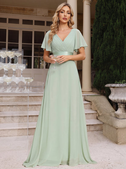 Mónica | Vestido Largo de Gasa con Talle Imperio