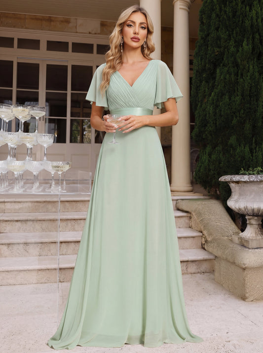 Mónica | Vestido Largo de Gasa con Talle Imperio