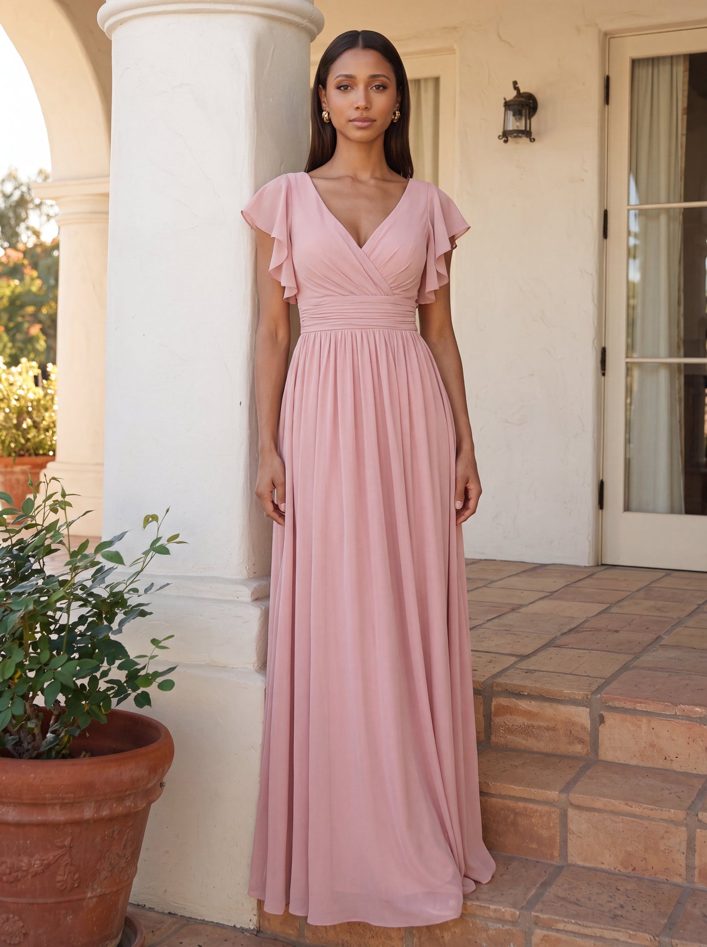 Casilda | Vestido Largo de Gasa con Espalda Abierta