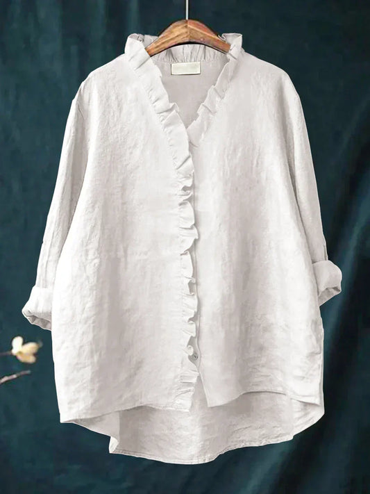 Cloe | Linen Ruffled Oversized Blouse