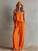 Sofía | Square-Neck Linen Set with Wide-Leg Pants