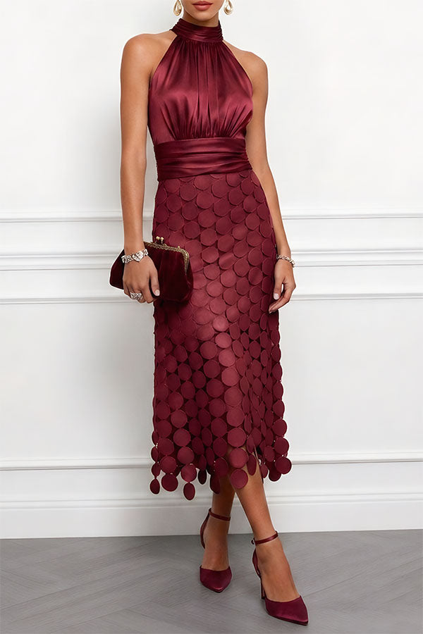 Pilar | Vestido Midi de Lunares con Cuello Halter
