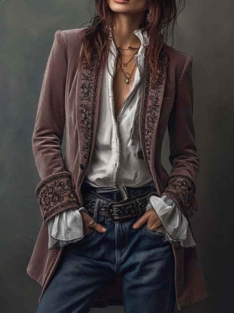 Beatrice | Long Embroidered Jacket