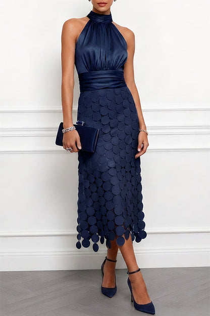 Pilar | Vestido Midi de Lunares con Cuello Halter