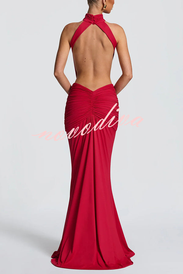 Elvira | Vestido Largo de Punto con Espalda Descubierta