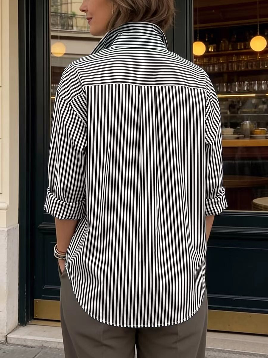 Amparo | Camisa Oversize de Rayas con Botones Grandes