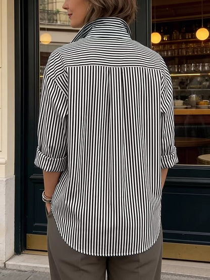 Amparo | Camisa Oversize de Rayas con Botones Grandes