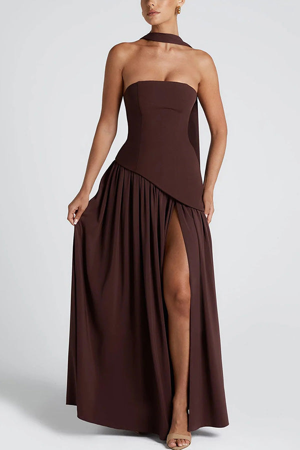 Ada | Vestido Largo Plisado con Hombros Descubiertos