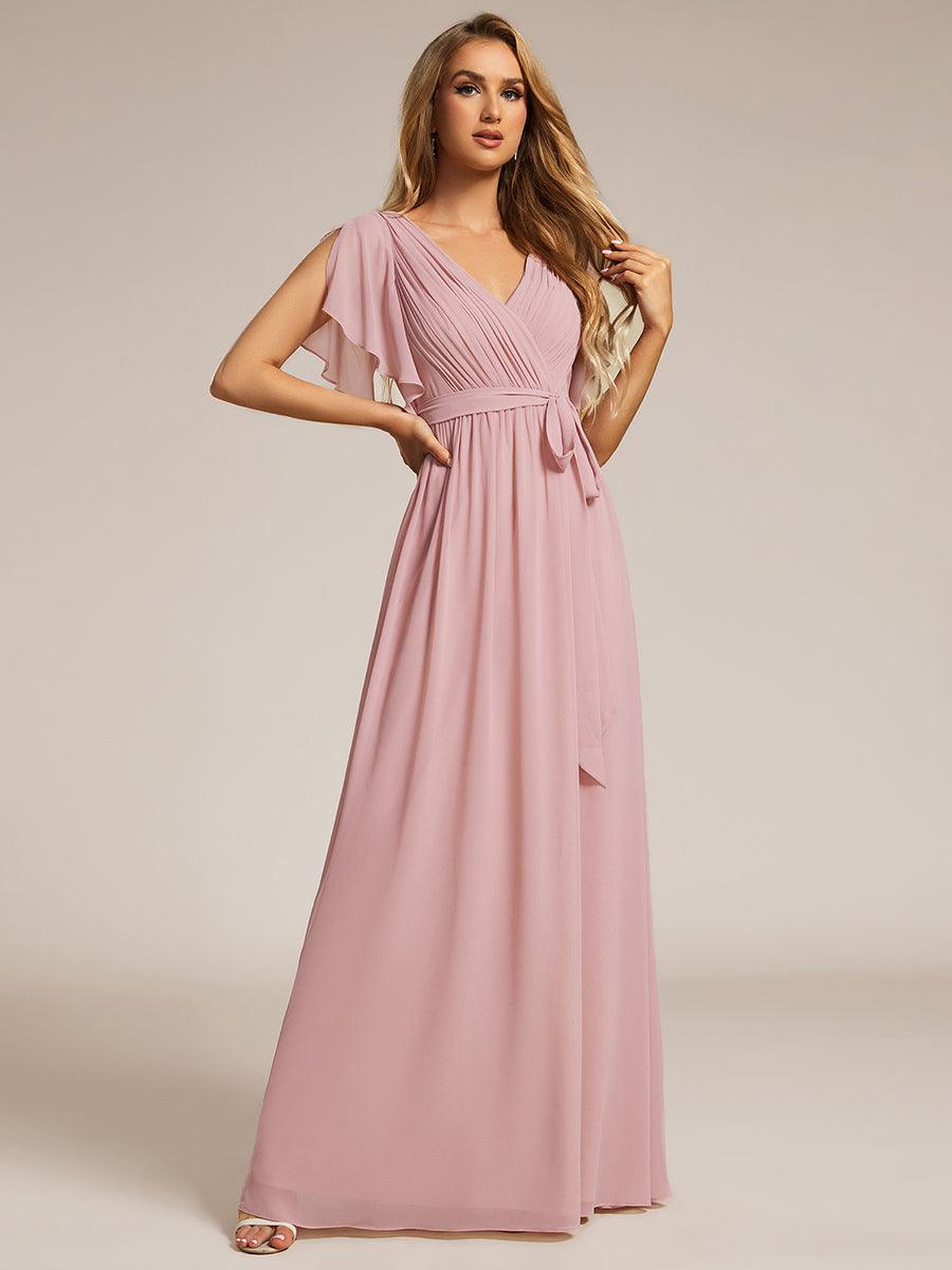 Rosalía | Vestido Largo de Gasa Plisada con Manga Flotante