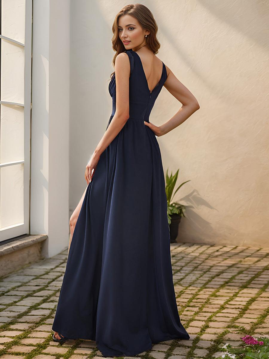 Maite | Vestido Largo Plisado con Talle Ceñido