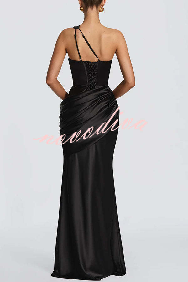 Alicia | Vestido Largo de Un Hombro con Abertura