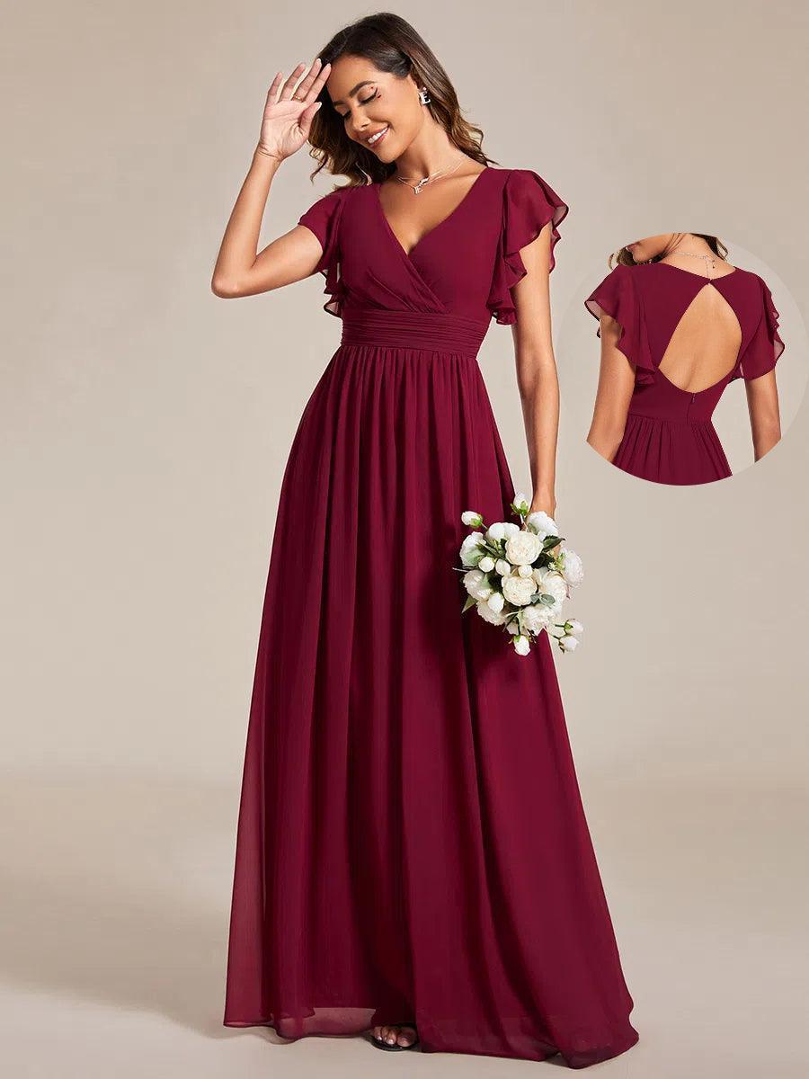 Casilda | Vestido Largo de Gasa con Espalda Abierta