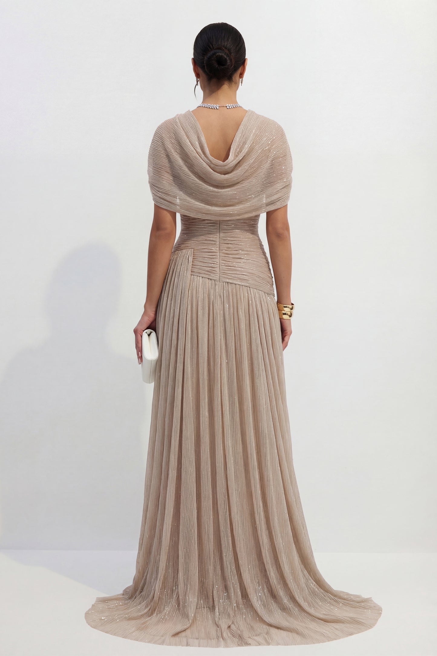 Vestido maxi caqui, vista lateral