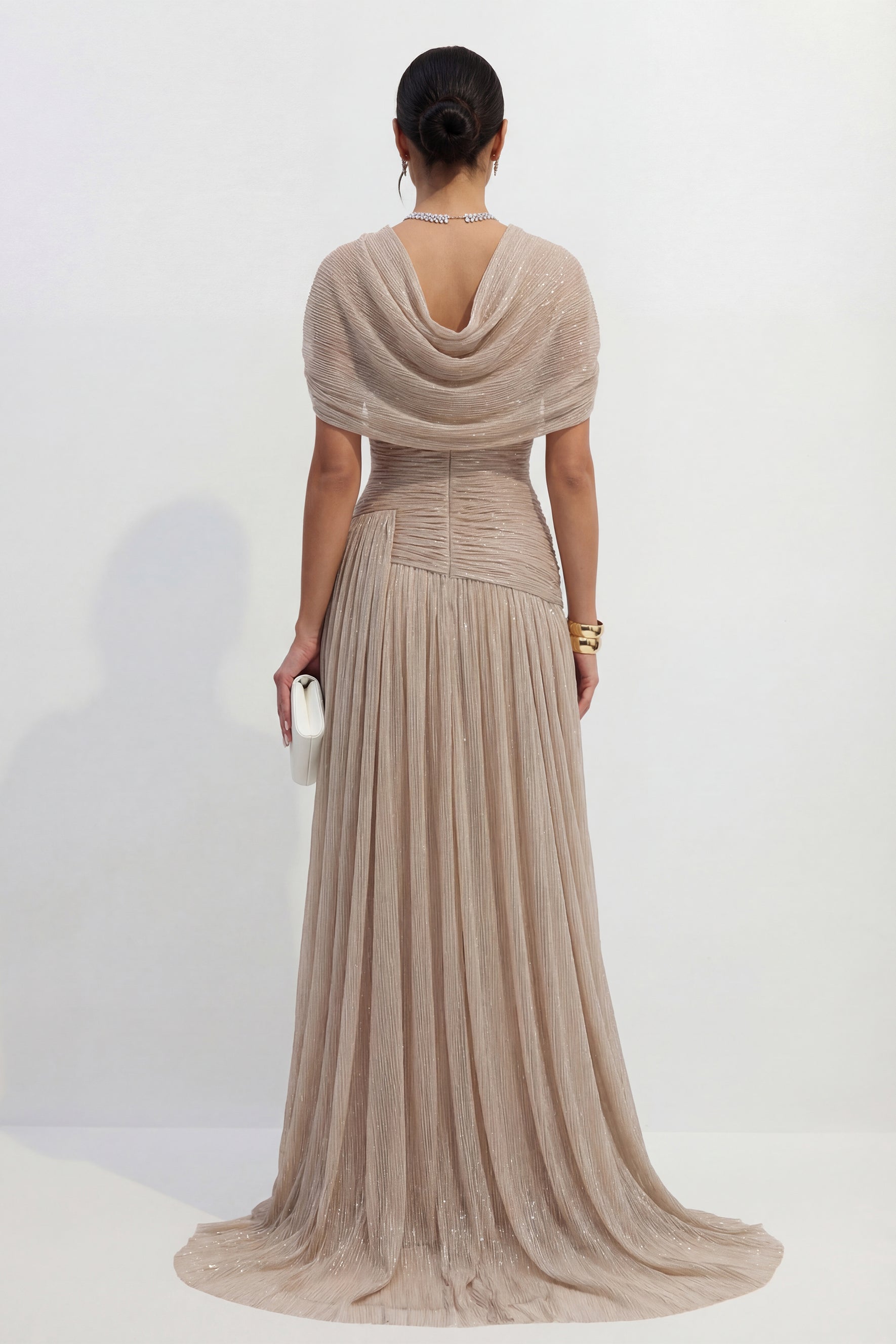Vestido maxi caqui, vista lateral