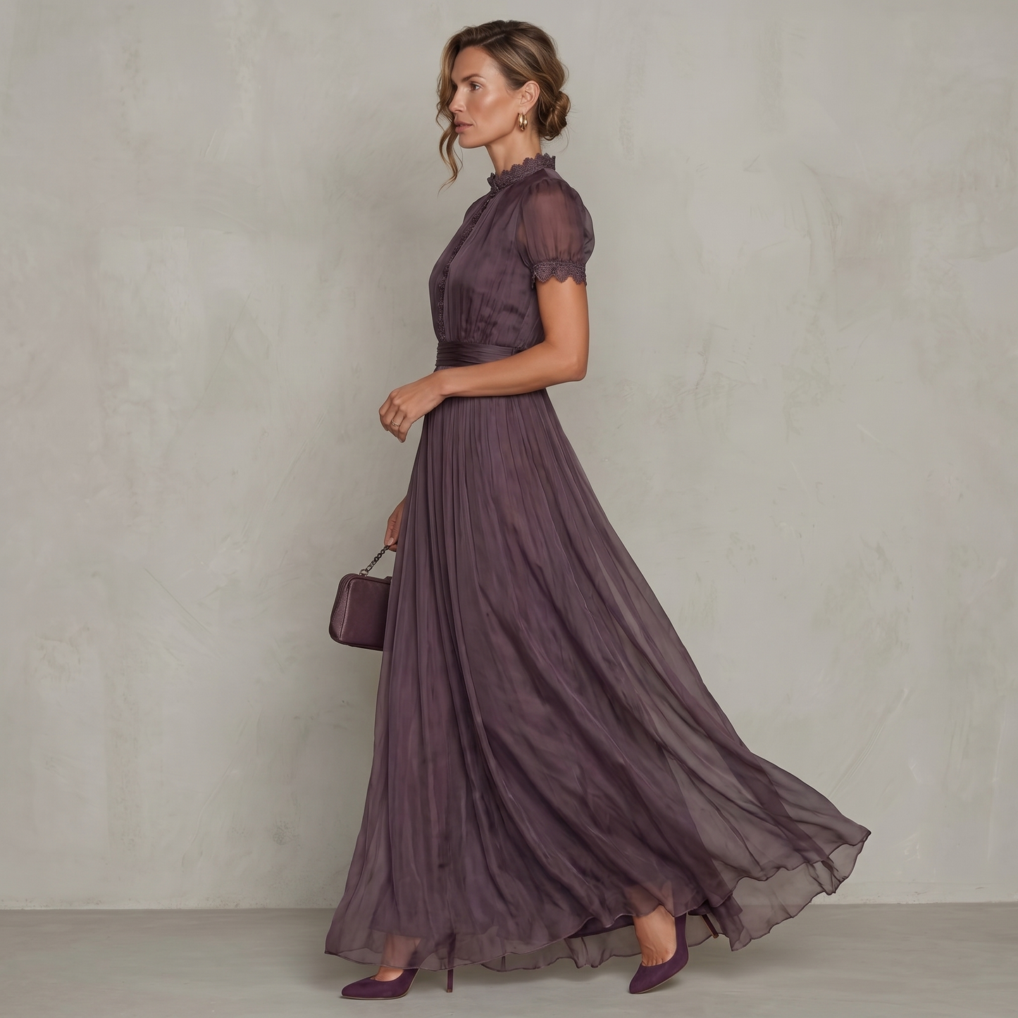 Sofía | Vestido Solène de Tejido Fluido con Detalles de Encaje