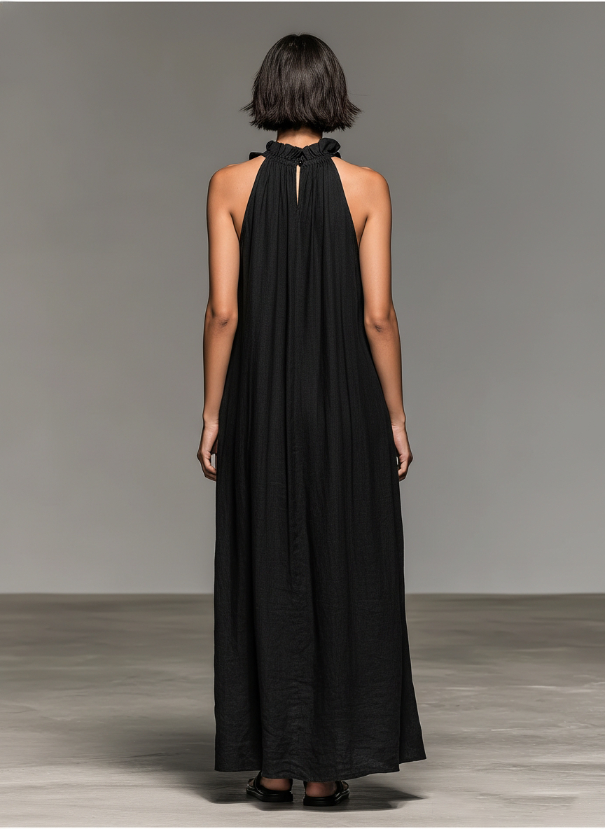 Delia | Vestido Largo de Volantes con Bolsillos