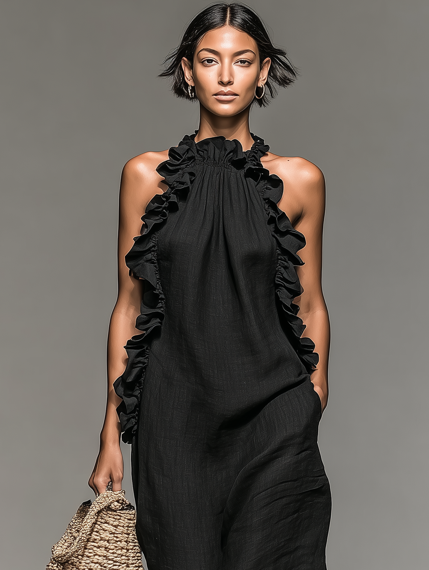 Delia | Vestido Largo de Volantes con Bolsillos