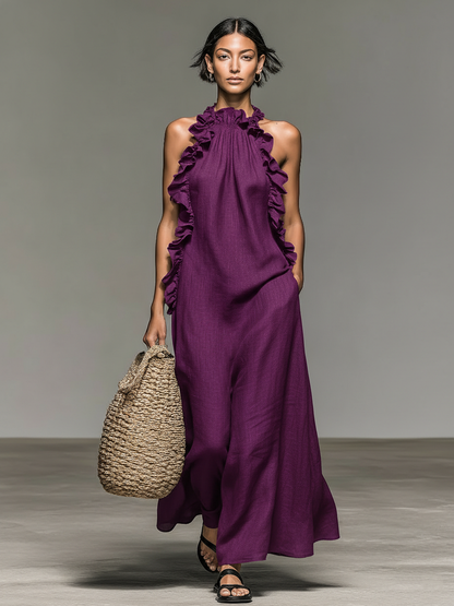 Delia | Vestido Largo de Volantes con Bolsillos