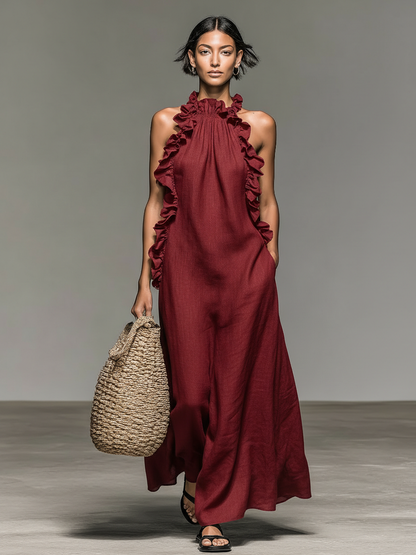 Delia | Vestido Largo de Volantes con Bolsillos