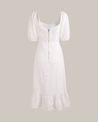 Xiana | Vestido Midi de Lino con Abertura