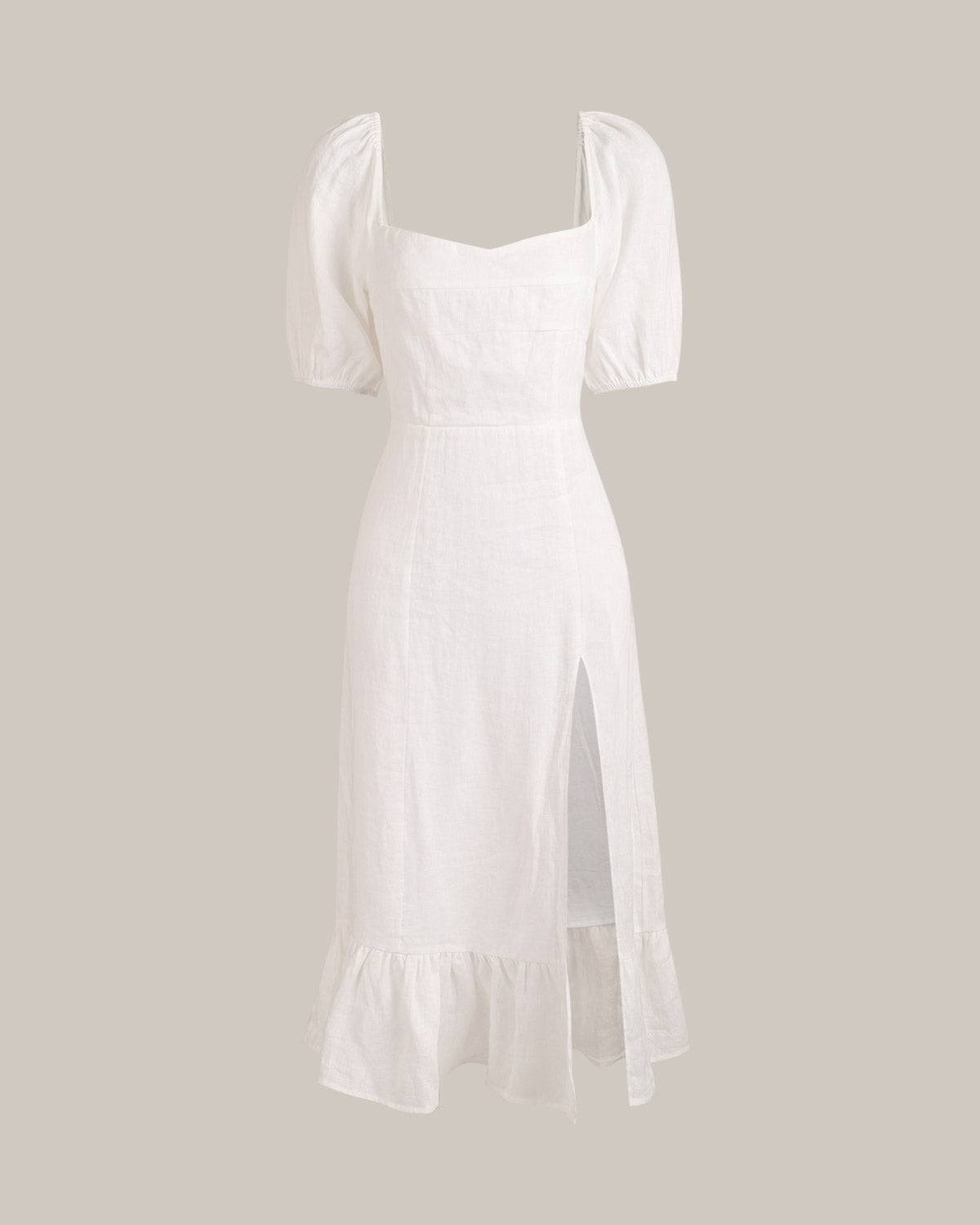 Xiana | Vestido Midi de Lino con Abertura
