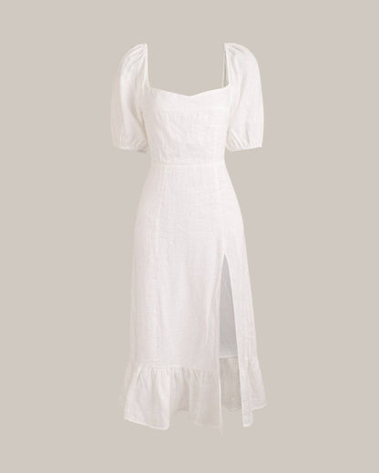 Xiana | Vestido Midi de Lino con Abertura