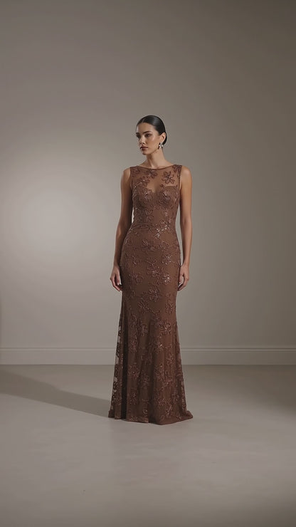 Soledad | Vestido Largo de Jacquard con Lentejuelas