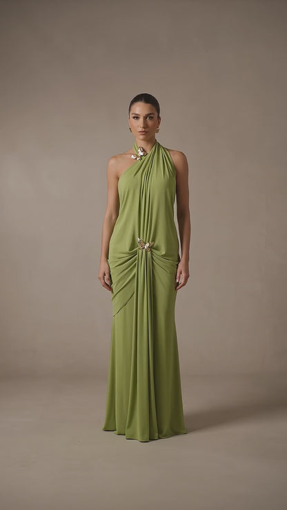 Amor | Vestido largo con adornos de mariposas