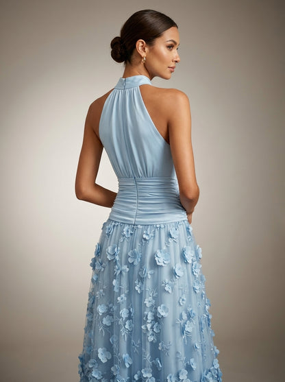 Beatriz | Vestido Midi de Tul con Aplicaciones Florales