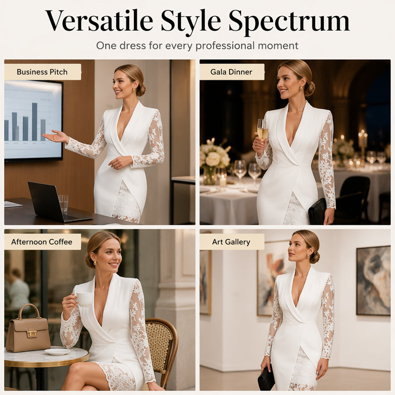 Simona | Vestido Esmoquin Ceñido con Encaje