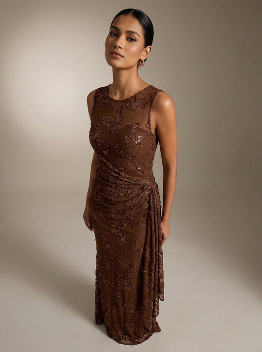 Soledad | Vestido Largo de Jacquard con Lentejuelas
