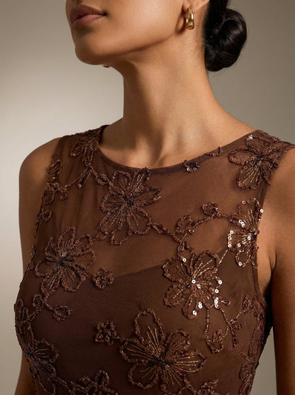 Soledad | Vestido Largo de Jacquard con Lentejuelas