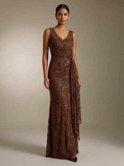Soledad | Vestido Largo de Jacquard con Lentejuelas