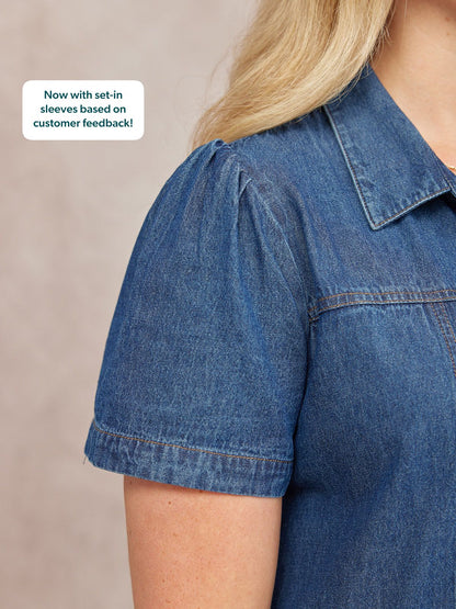 Rhiona Set-In Short Sleeve Denim Shirt Dress - Blue