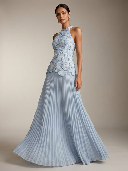 Ángeles | Vestido Largo con Bordado Floral en Relieve