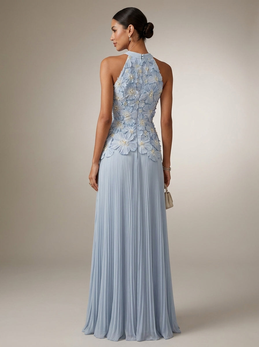 Ángeles | Vestido Largo con Bordado Floral en Relieve