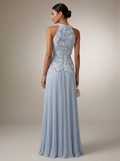 Ángeles | Vestido Largo con Bordado Floral en Relieve