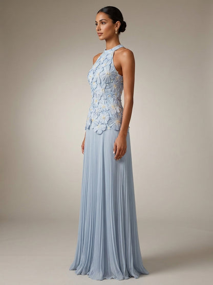 Ángeles | Vestido Largo con Bordado Floral en Relieve