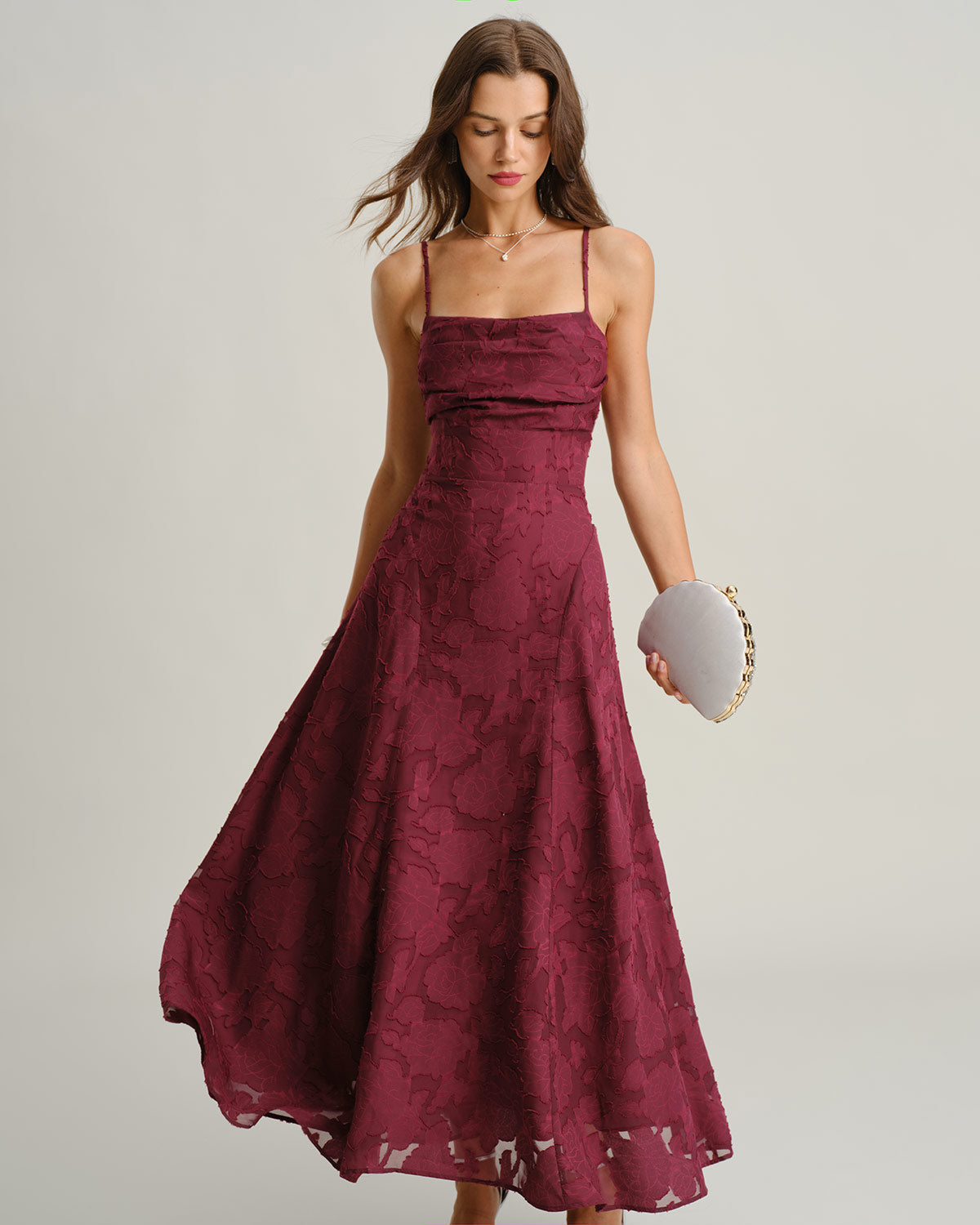 Vega | Vestido Largo de Jacquard con Espalda de Cordones